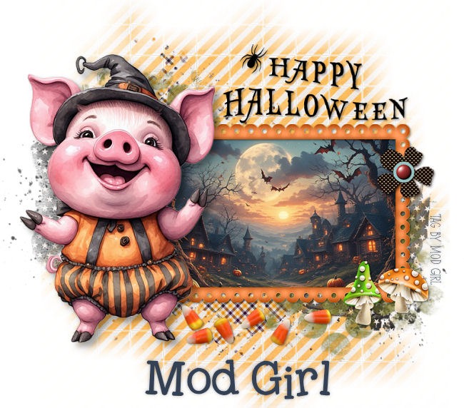 Halloween Pig tag by Mod Girl